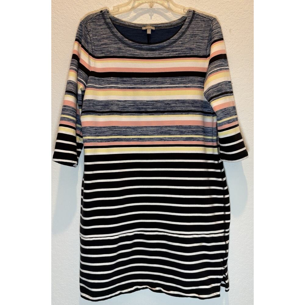 T by Talbots Striped Knit Dress 3/4 Sleeves Size X